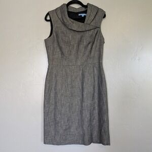Antonio Melani Gray Sleeveless Sheath‎ Dress Cowl Neck Textured Career Workwear